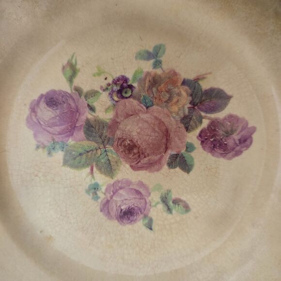 Vintage Lusterware Thompson Aladdin Saucer Plate Pink Rose Pattern Farmhouse 7" - Picture 2 of 10